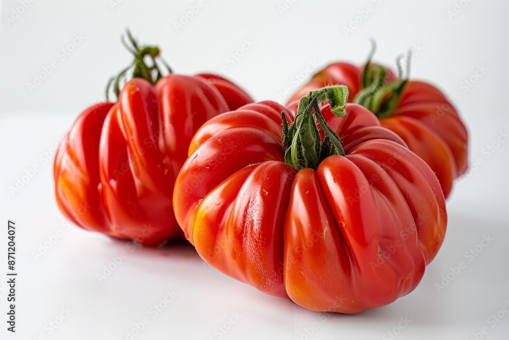 Ox heart tomatoes on a plain white background Ox heart tomatoes on a plain white background