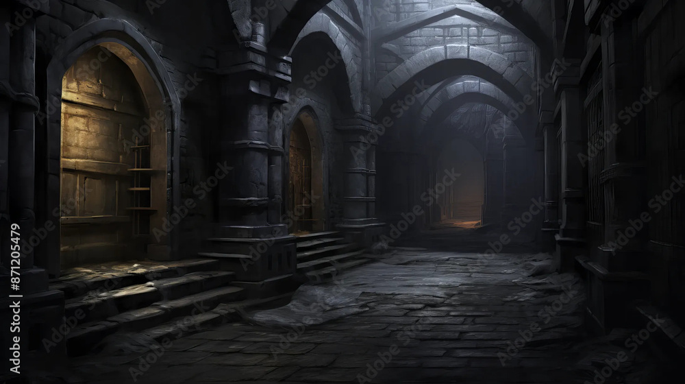Dungeon Corridor: Shadows Whisper Through the Ancient Passage Fantasy wallpaper Dungeon Corridor: Shadows Whisper Through the Ancient Passage Fantasy wallpaper
