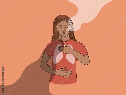 Woman doing breathing exercises