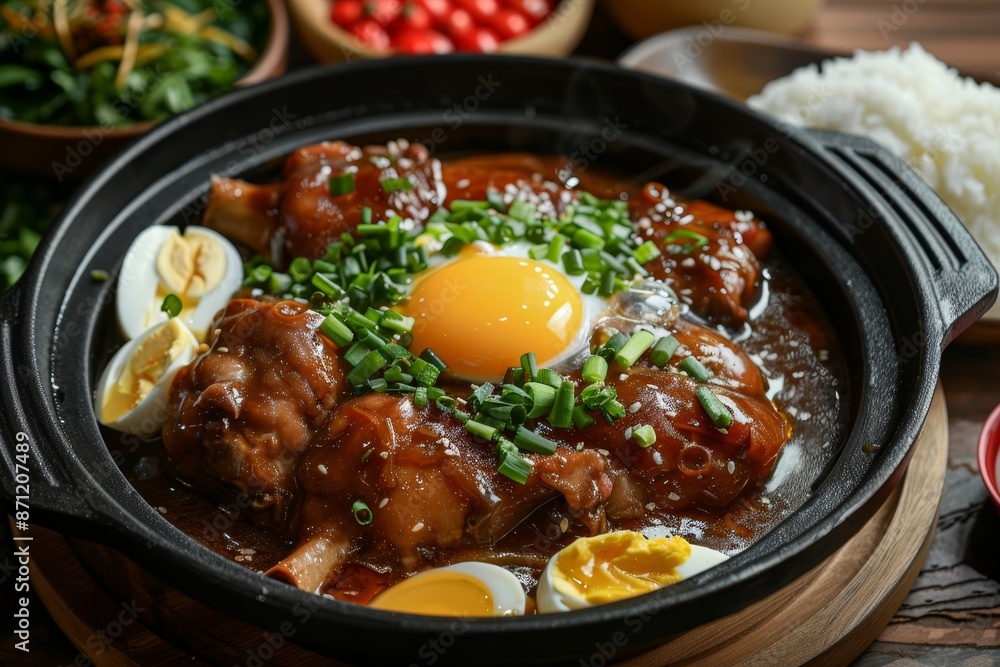 Pork leg stewed in five spice sauce with eggs Pork leg stewed in five spice sauce with eggs
