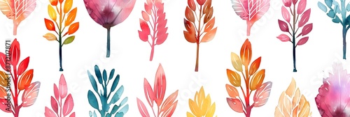 watercolor colorful plamtrees pattern background photo