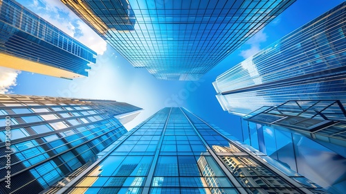 Futuristic Bank Building Against Blue Sky - Financial Institution Architecture Concept