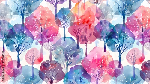 watercolor colorful plamtrees pattern background photo