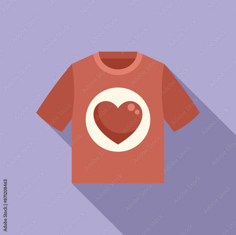 Red t shirt featuring a large heart design, symbolizing love, passion, and affection Red t shirt featuring a large heart design, symbolizing love, passion, and affection