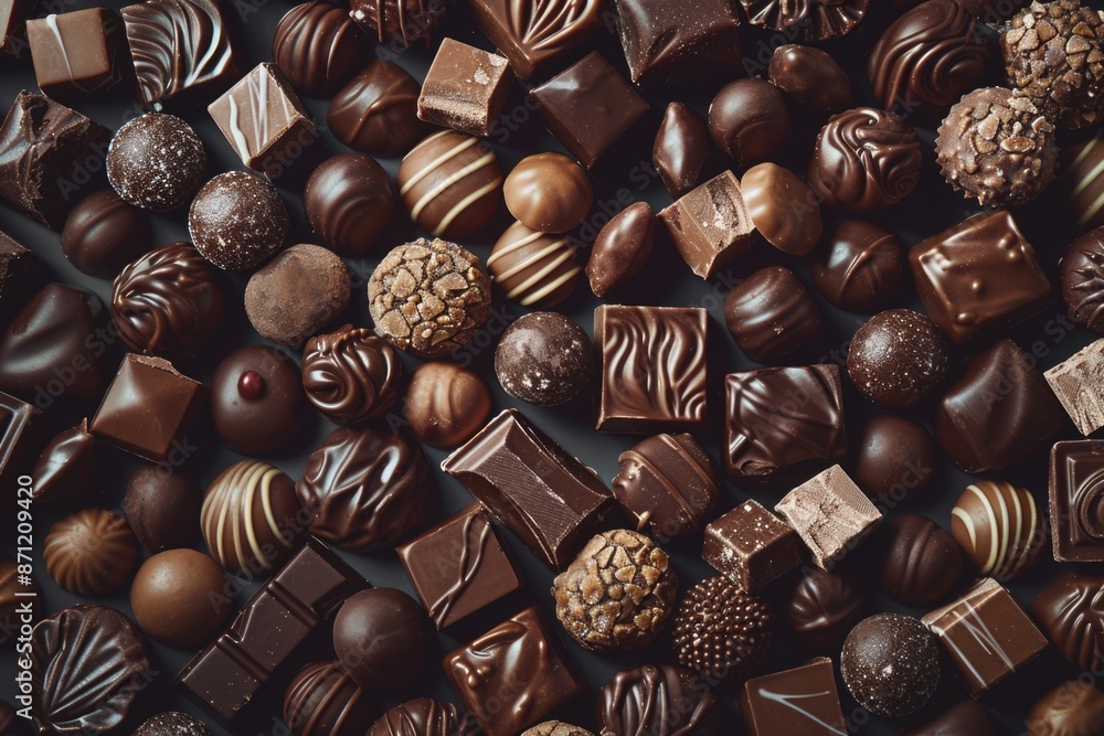 A assortment of chocolates on a table, great for food and gift use A assortment of chocolates on a table, great for food and gift use