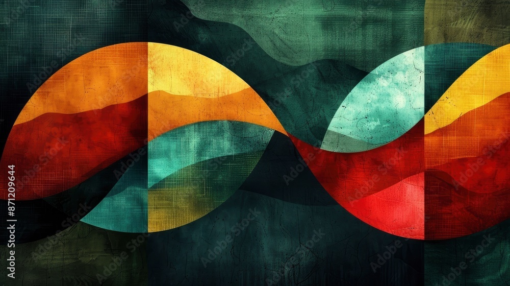 A modern and minimalistic design, smooth curves in teal and pink, arranged to form a calming composition that suggests peace and relaxation, The dark background A modern and minimalistic design, smooth curves in teal and pink, arranged to form a calming composition that suggests peace and relaxation, The dark background
