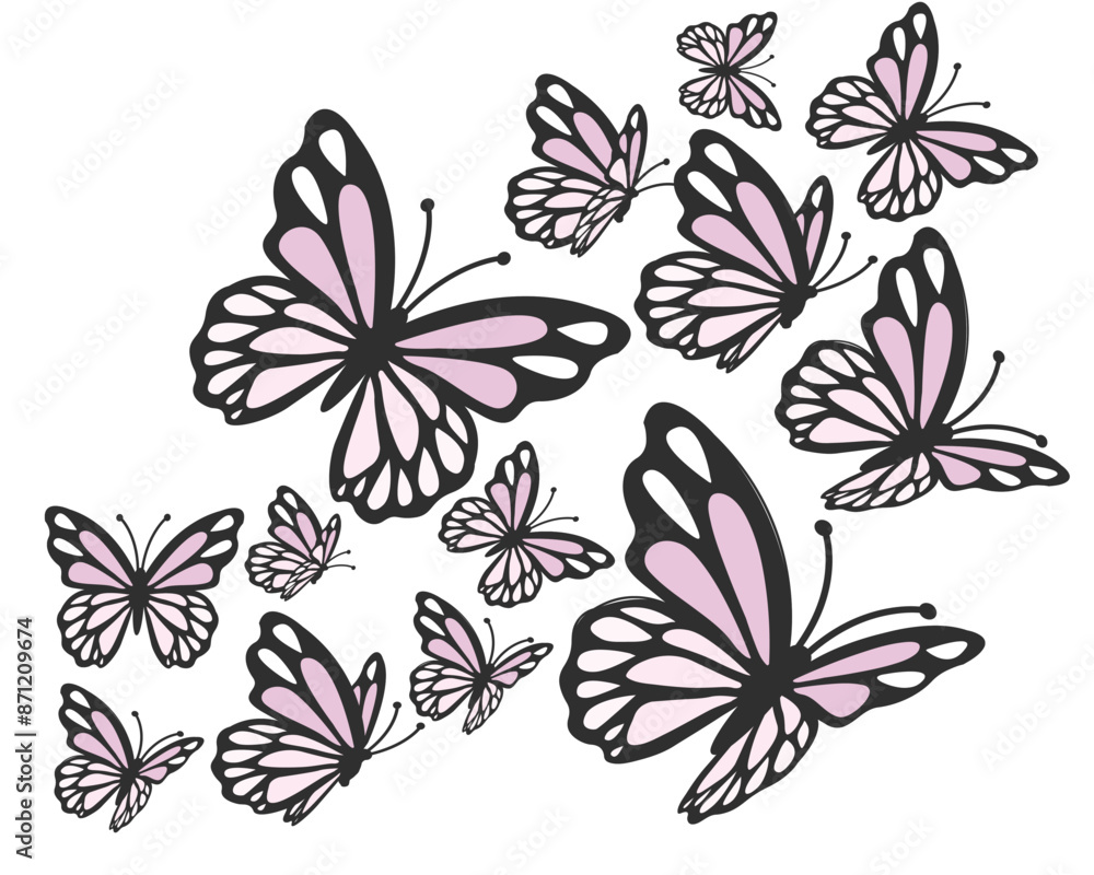 flat flock butterfly pink