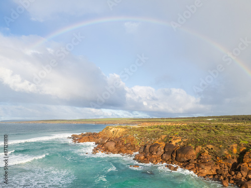 A rainbow over the ocean. Great Australian Bight. Sleaford Bay. photo