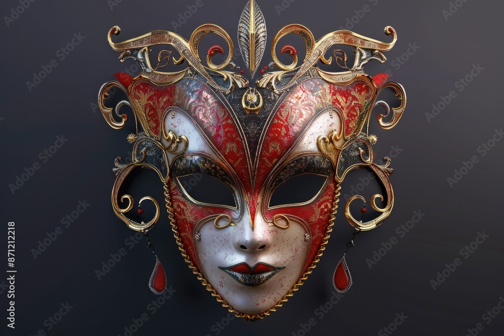 A close-up view of a mask on a wall, ideal for use in interior design or decorating scenes A close-up view of a mask on a wall, ideal for use in interior design or decorating scenes