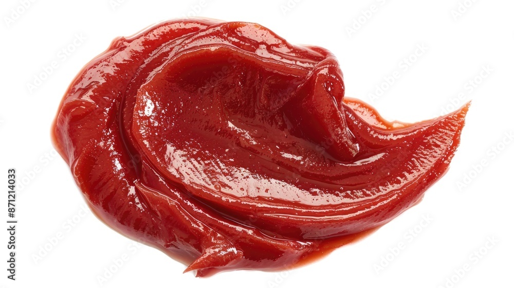 Obraz premium A close-up shot of ketchup on a white surface, perfect for highlighting textures and colors