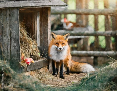 Obraz Lis przy kurniku