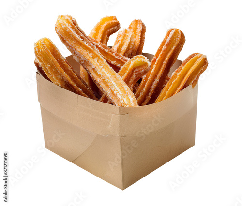 Churros in the box isolated on transparent background