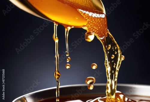 Wallpaper Mural shiny golden honey dripping from spoon close sweet sticky nectar food drinks, delicious, liquid, flowing, organic, fresh, dessert, ingredient, tasty, condiment Torontodigital.ca