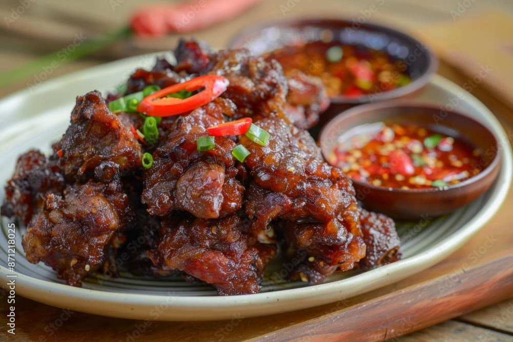 Spicy fried beef oxtail with balado sauce Spicy fried beef oxtail with balado sauce