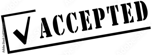 Accepted skewed stamp with a tick