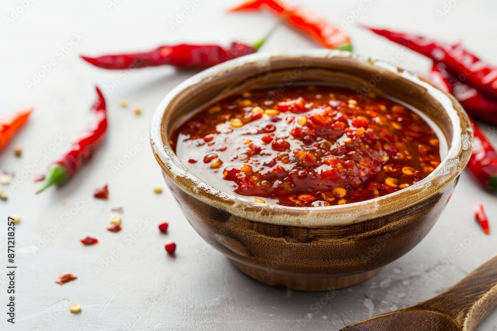 Spicy sauce on light surface