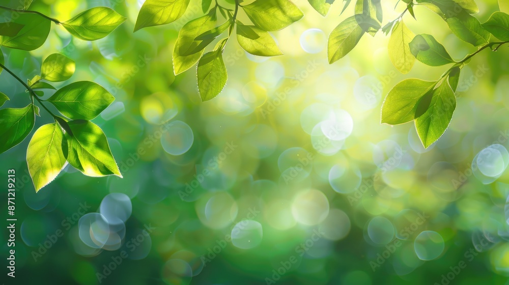 Blurred bokeh nature background with green leaves Blurred bokeh nature background with green leaves