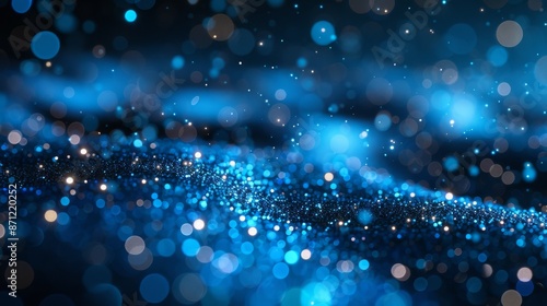 Blue Particles with Stars. Bokeh Shiny Particles Loop Animation.