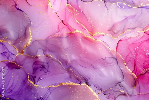 Abstract purple paint background with acrylic texture and marble pattern. Alcohol ink.