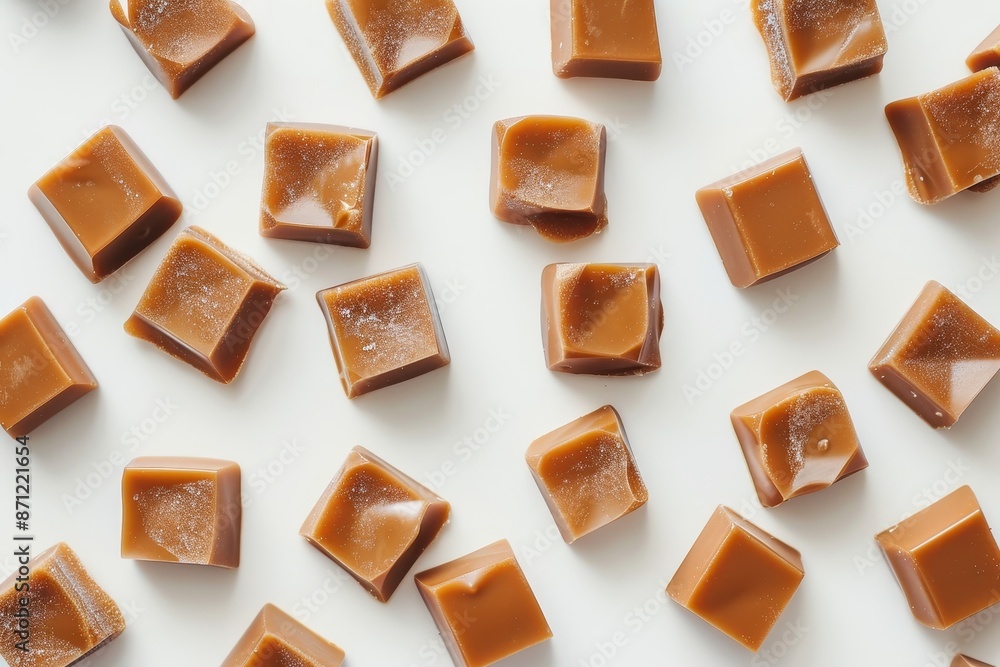 Toffee candies against white background Toffee candies against white background