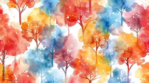 watercolor colorful plamtrees pattern background photo