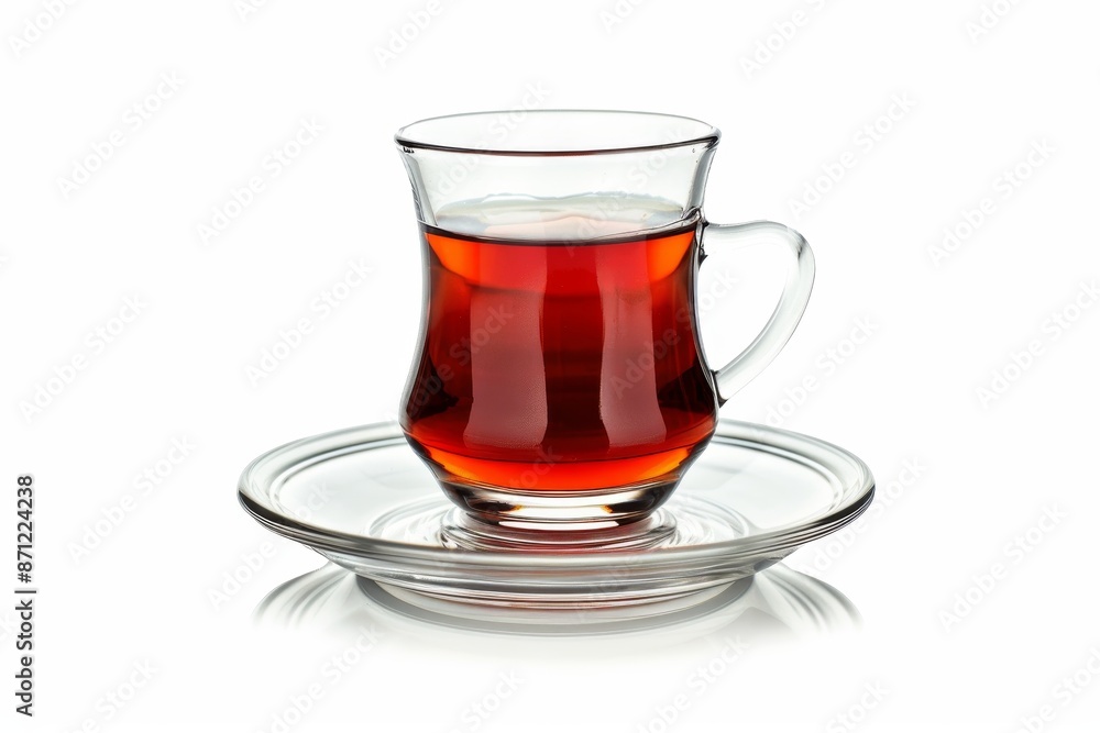 Turkish tea in glass on white background Turkish tea in glass on white background