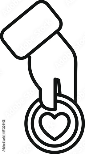 Hand is putting a heart coin in a donation box, perfect for charity related topics