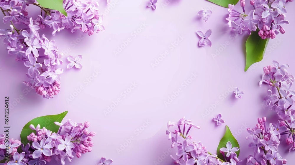 Spring vertical banner template with empty space lilac flowers Spring vertical banner template with empty space lilac flowers