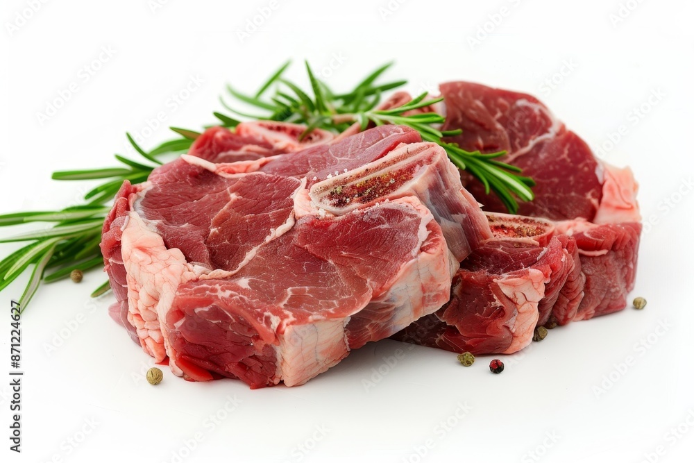 Uncooked meat on white background separated Uncooked meat on white background separated