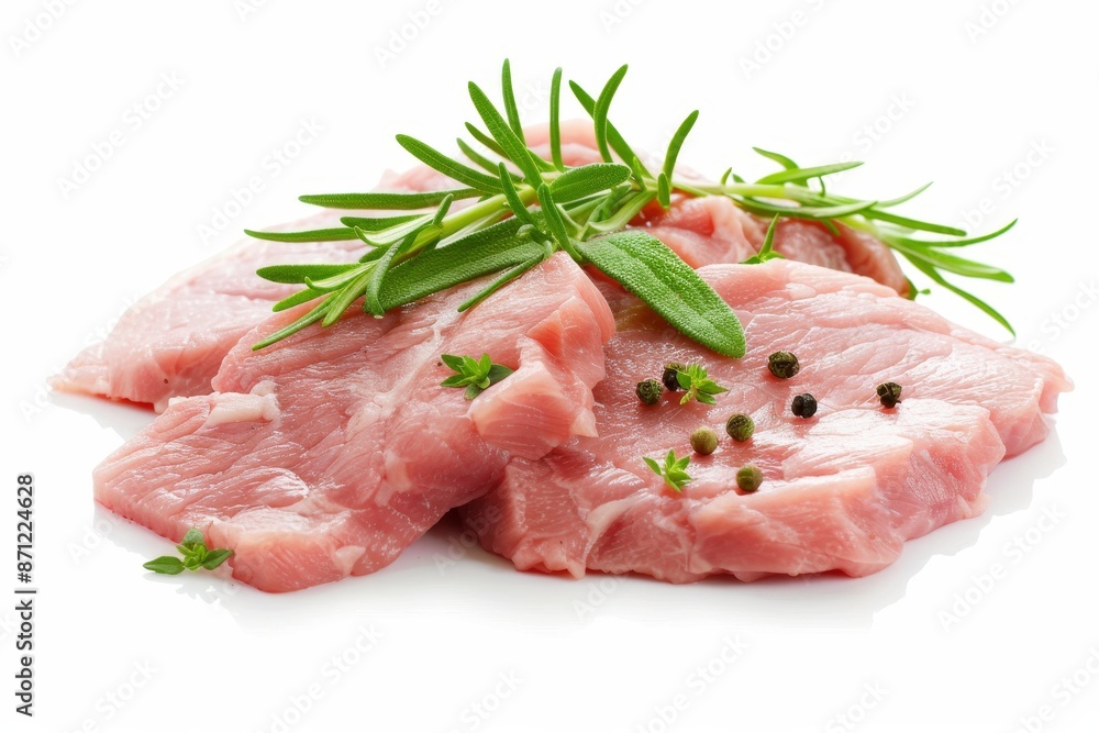 Uncooked pork fillet on white backdrop separated Uncooked pork fillet on white backdrop separated