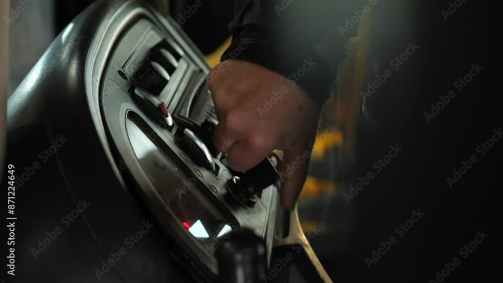 Starting the engine by turning the key in the ignition lock. Agricultural 