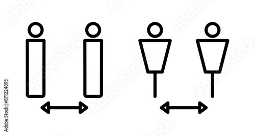 Social distancing icon vector isolated on white background. Keep distance sign. Coronavirus. Social Distancing and Self Quarantine.