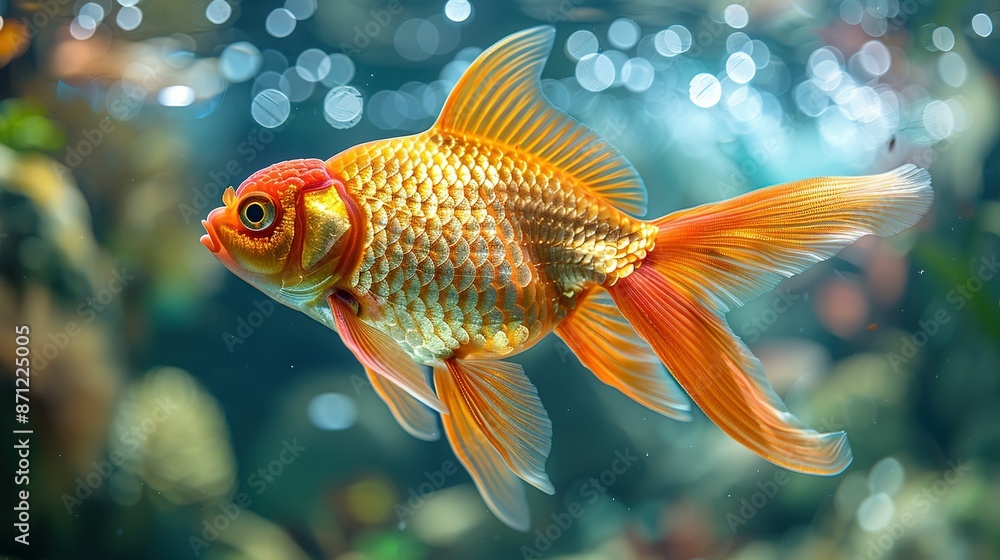 Oranda Goldfish Serenity: Tank Close-Up Oranda Goldfish Serenity: Tank Close-Up