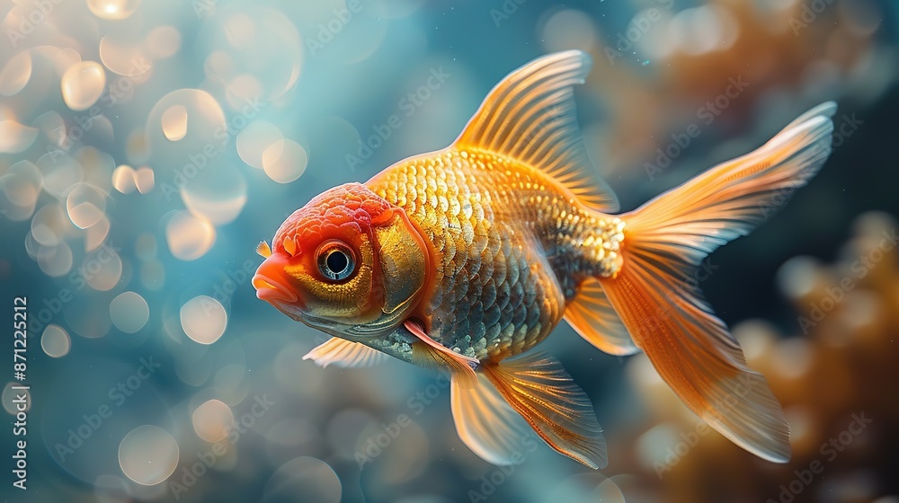 Captivating Oranda: Close-Up in Fish Tank Captivating Oranda: Close-Up in Fish Tank