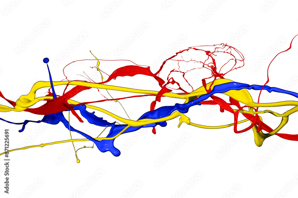 Naklejka premium Colored paint splashes isolated on white background.