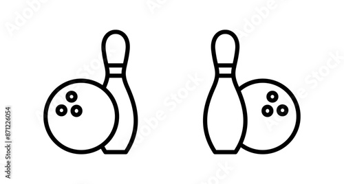 Bowling game Pin Icon vector isolated on white background. Bowling icon, ball and pin