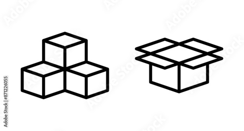 Box icon vector isolated on white background. Cardboard box, packaging open. Box vector icon