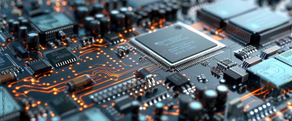 Modern Computer Hardware. Illustration showcasing physical components of a computer system Modern Computer Hardware. Illustration showcasing physical components of a computer system