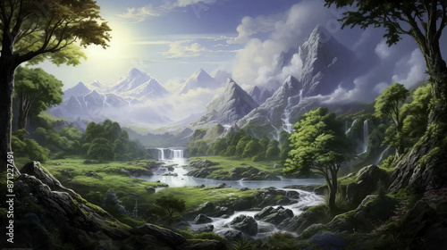 Elven Clearing: Enchanted Forest of Serenity and Magic Fantasy wallpaper