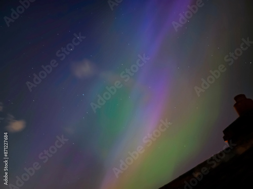 Rare showing of Northern Lights over Dublin Rooftops, Ireland photo