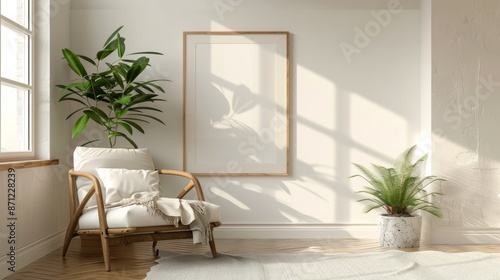 Mockup frame in interior background, Scandinavian style.