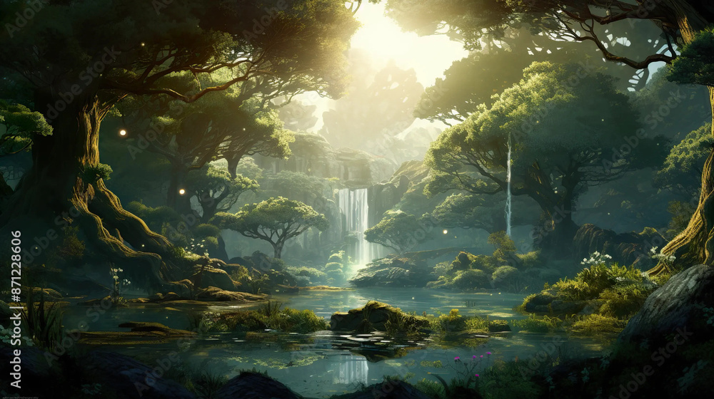Elven Grove: Enchanted Forest of Mystical Beauty Fantasy wallpaper Elven Grove: Enchanted Forest of Mystical Beauty Fantasy wallpaper