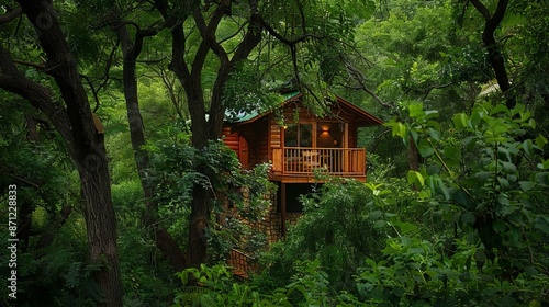 Wooden Cabin Hidden in the Forest