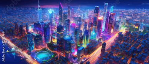 colorful abstract city background at night