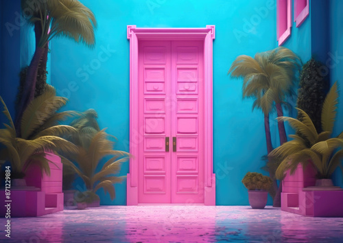 pink door of a house