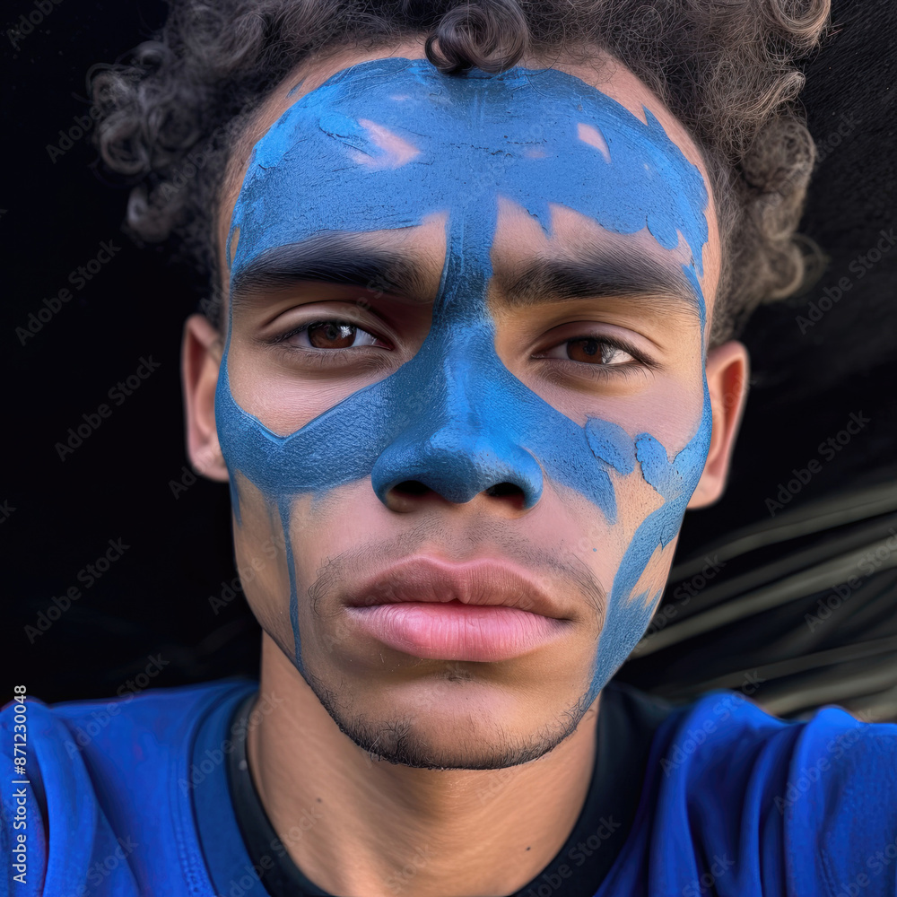 face of a man with a painted face face of a man with a painted face