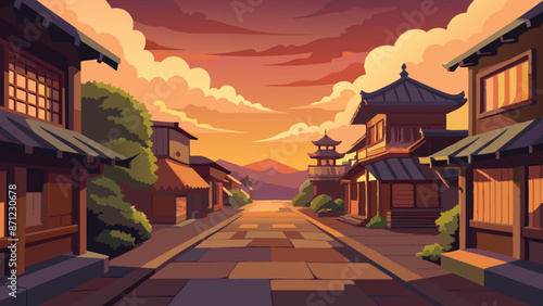 chinese temple in the morning Vector Illustration 