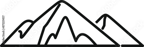 Simple line drawing representing a mountain landscape with majestic peaks