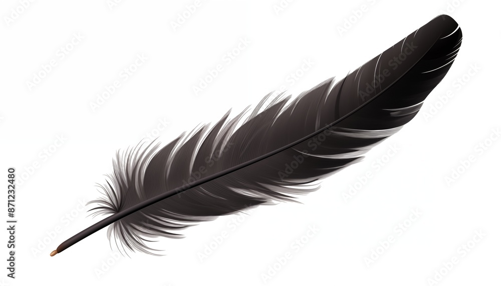 Fototapeta premium black feather isolated on white background