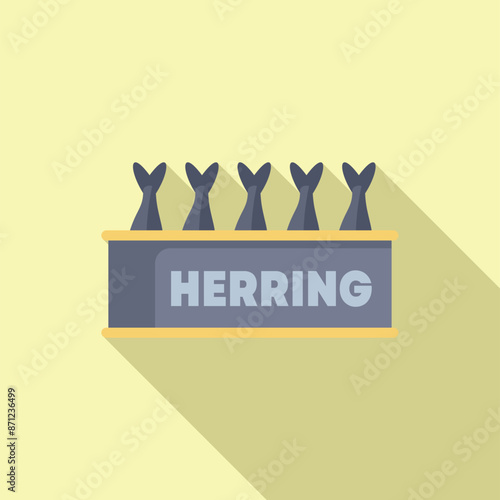 Metal box containing preserved herring fish, ideal for grocery store or fishing industry related visuals